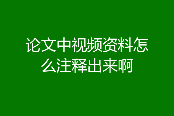 论文中视频资料怎么注释出来啊