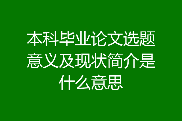本科毕业论文选题意义及现状简介是什么意思