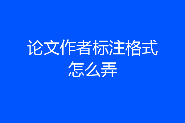 论文作者标注格式怎么弄