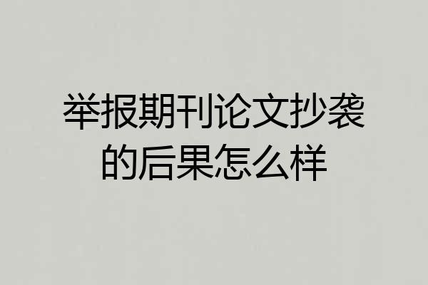 举报期刊论文抄袭的后果怎么样