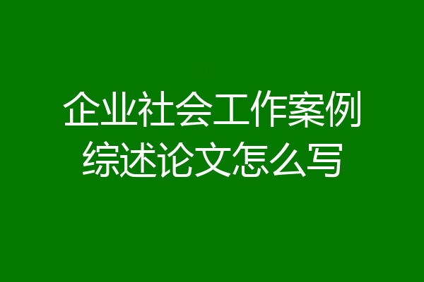 企业社会工作案例综述论文怎么写