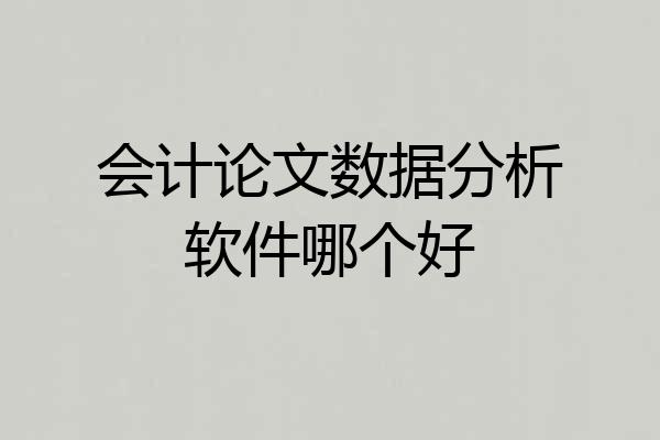 会计论文数据分析软件哪个好