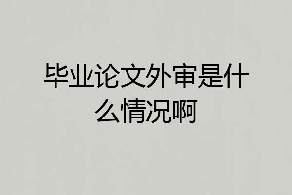 毕业论文外审是什么情况啊