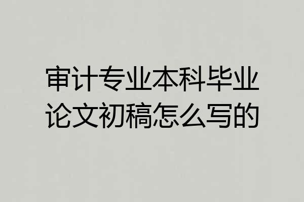 审计专业本科毕业论文初稿怎么写的