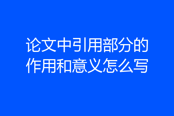 论文中引用部分的作用和意义怎么写