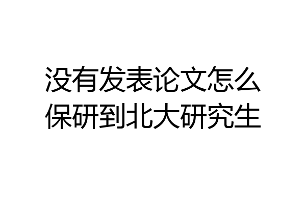 没有发表论文怎么保研到北大研究生