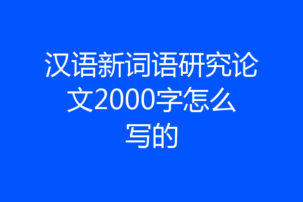 汉语新词语研究论文2000字怎么写的