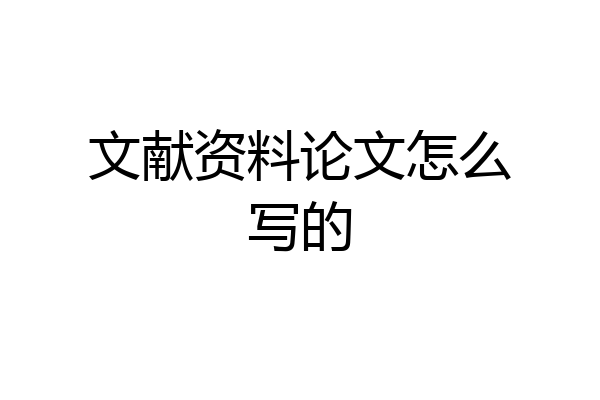 文献资料论文怎么写的