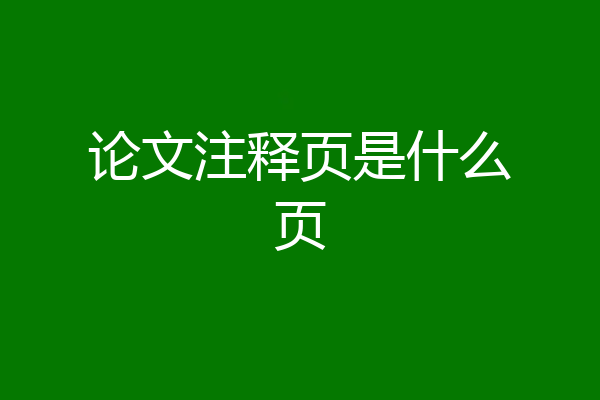 论文注释页是什么页