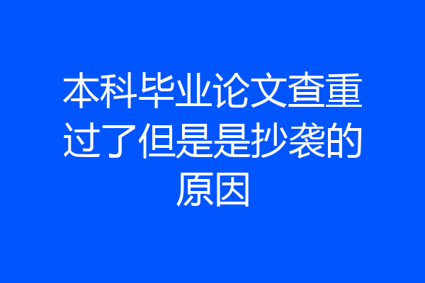 本科毕业论文查重过了但是是抄袭的原因