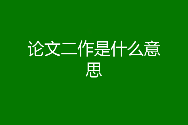 论文二作是什么意思