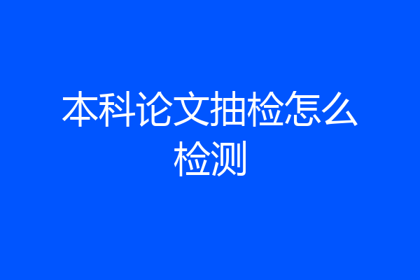 本科论文抽检怎么检测