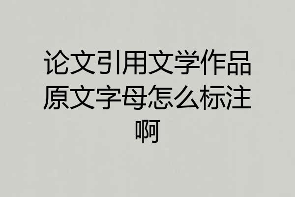 论文引用文学作品原文字母怎么标注啊