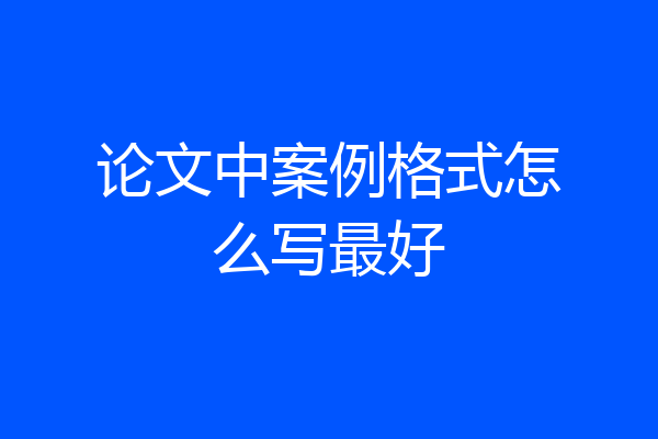 论文中案例格式怎么写最好