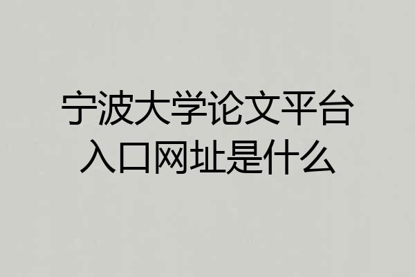 宁波大学论文平台入口网址是什么
