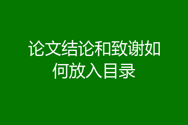 论文结论和致谢如何放入目录
