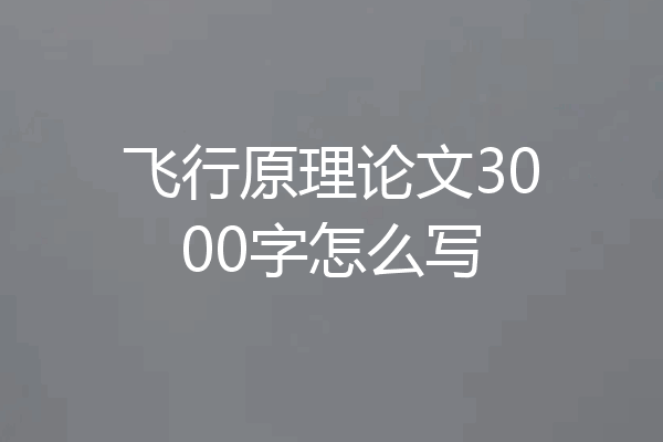 飞行原理论文3000字怎么写