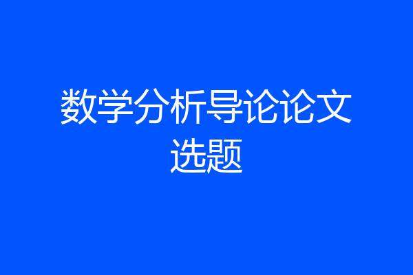 数学分析导论论文选题
