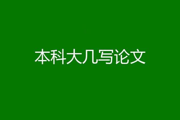本科大几写论文