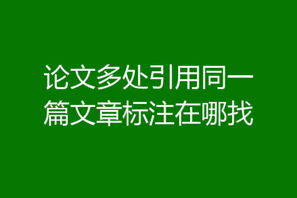 论文多处引用同一篇文章标注在哪找