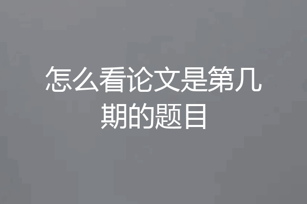怎么看论文是第几期的题目