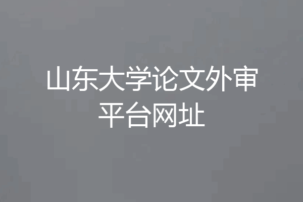山东大学论文外审平台网址