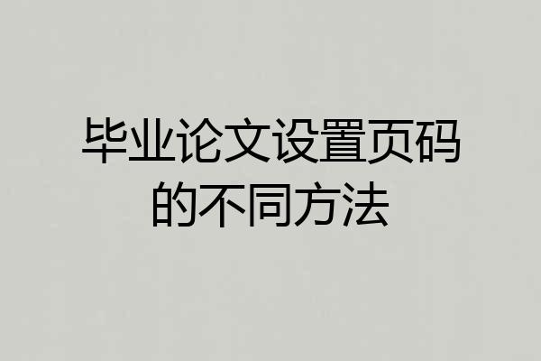 毕业论文设置页码的不同方法