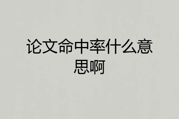 论文命中率什么意思啊