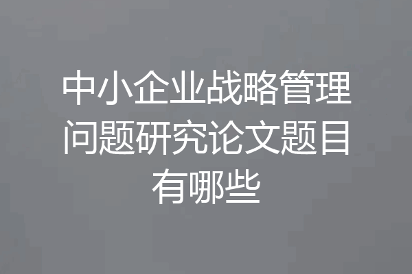 中小企业战略管理问题研究论文题目有哪些