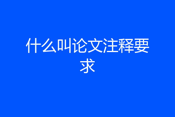 什么叫论文注释要求