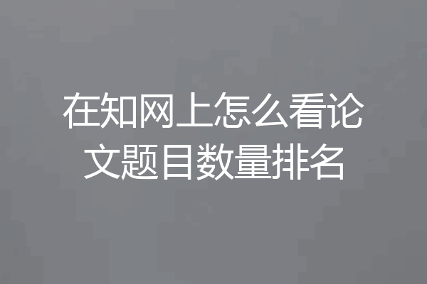 在知网上怎么看论文题目数量排名