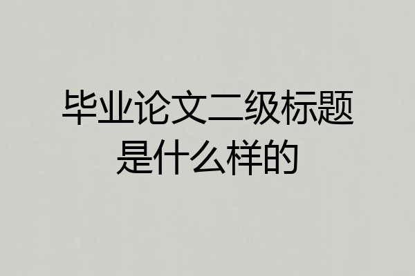 毕业论文二级标题是什么样的
