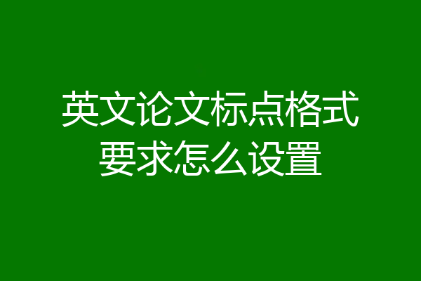英文论文标点格式要求怎么设置