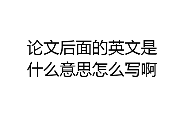 论文后面的英文是什么意思怎么写啊