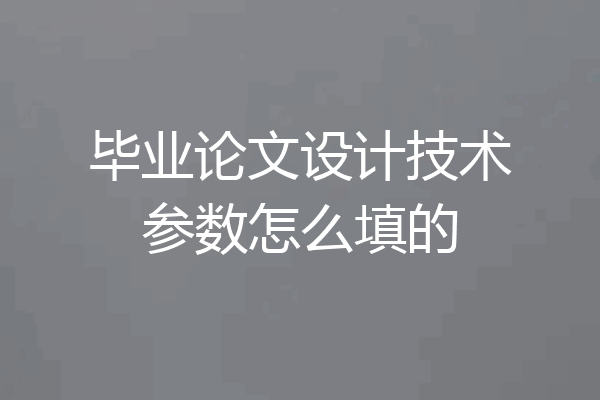 毕业论文设计技术参数怎么填的