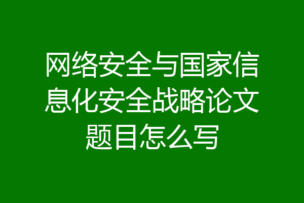 网络安全与国家信息化安全战略论文题目怎么写