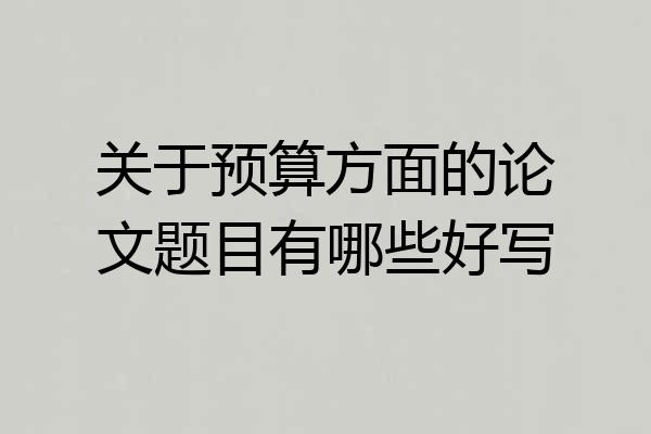 关于预算方面的论文题目有哪些好写