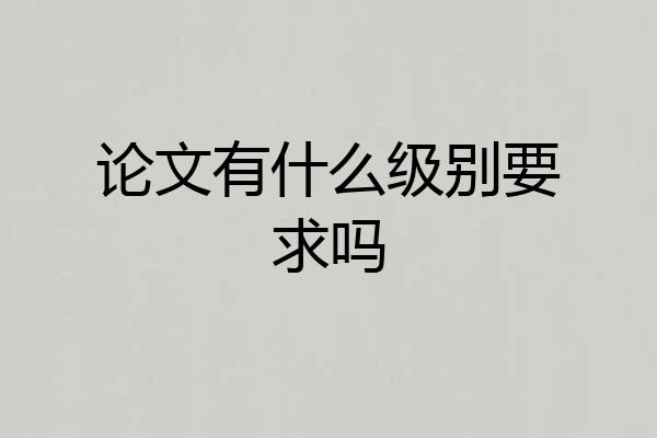 论文有什么级别要求吗