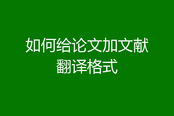 如何给论文加文献翻译格式