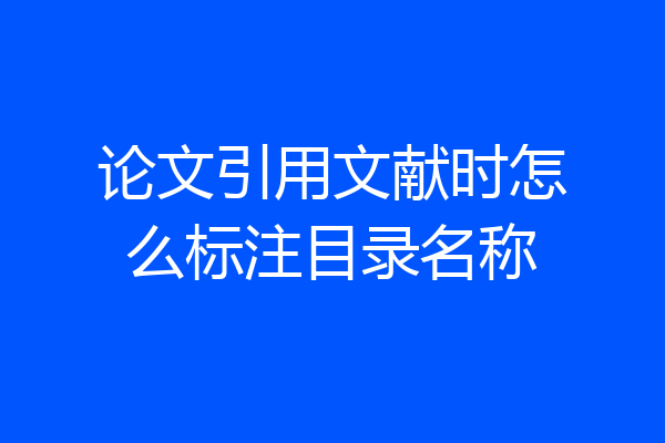 论文引用文献时怎么标注目录名称