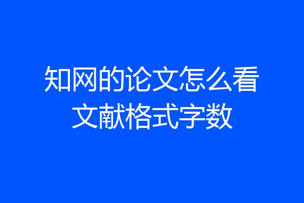 知网的论文怎么看文献格式字数
