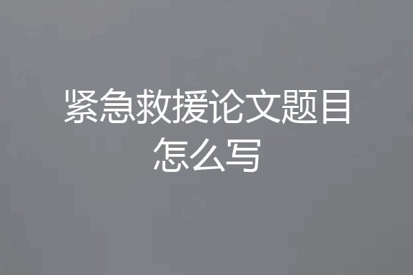 紧急救援论文题目怎么写