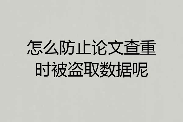 怎么防止论文查重时被盗取数据呢