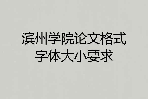 滨州学院论文格式字体大小要求
