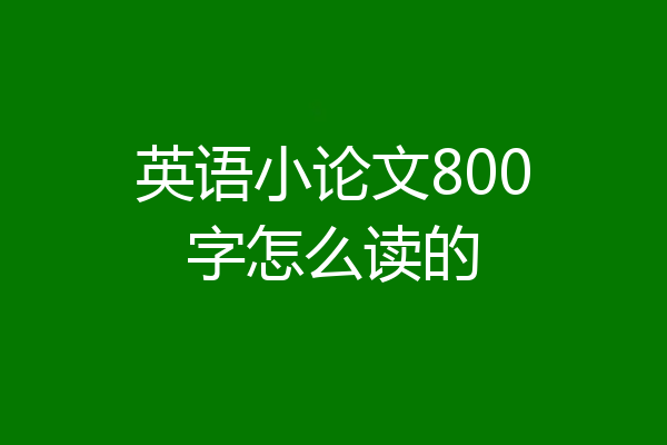 英语小论文800字怎么读的
