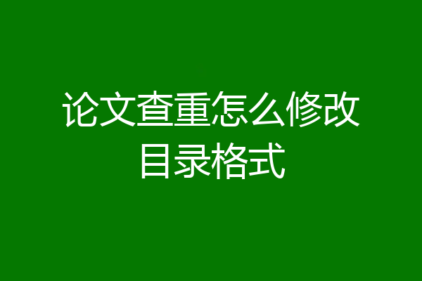 论文查重怎么修改目录格式