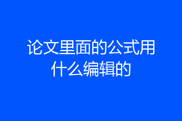 论文里面的公式用什么编辑的