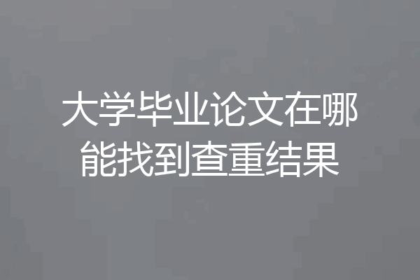 大学毕业论文在哪能找到查重结果