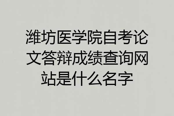 潍坊医学院自考论文答辩成绩查询网站是什么名字