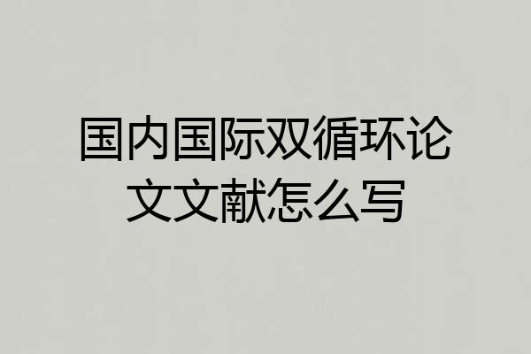 国内国际双循环论文文献怎么写